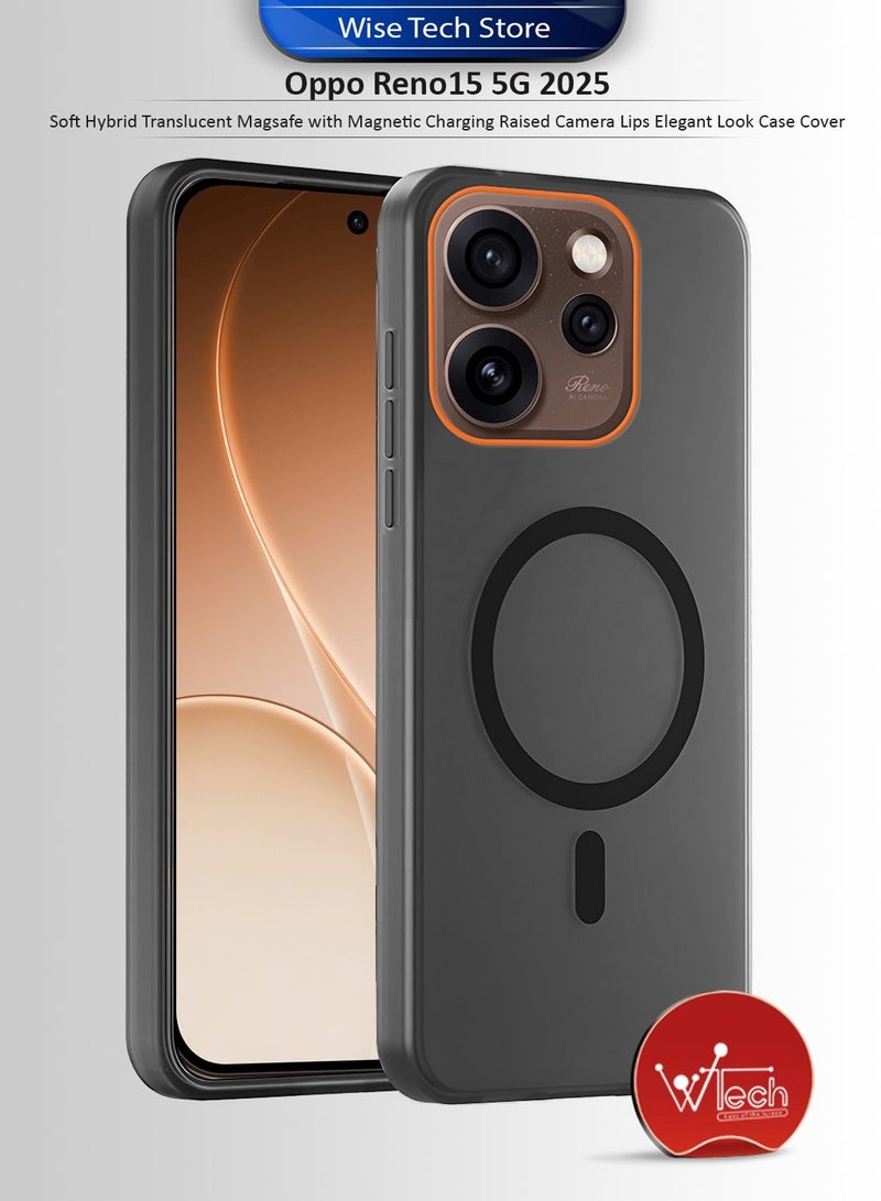 Syndee Oppo Reno15 5G 2025 Hybrid Translucent Magsafe with Magnetic Charging Raised Camera Lips Elegant Look Case Cover (MCMPMN) - Black - Image 1